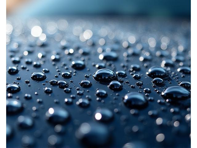 Close-up of water beading perfectly on a ceramic-coated car surface