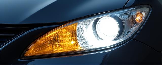 Before and after view of a restored car headlight